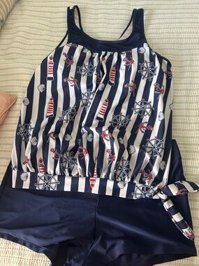 Nautical theme 2 piece ladies swimsuit